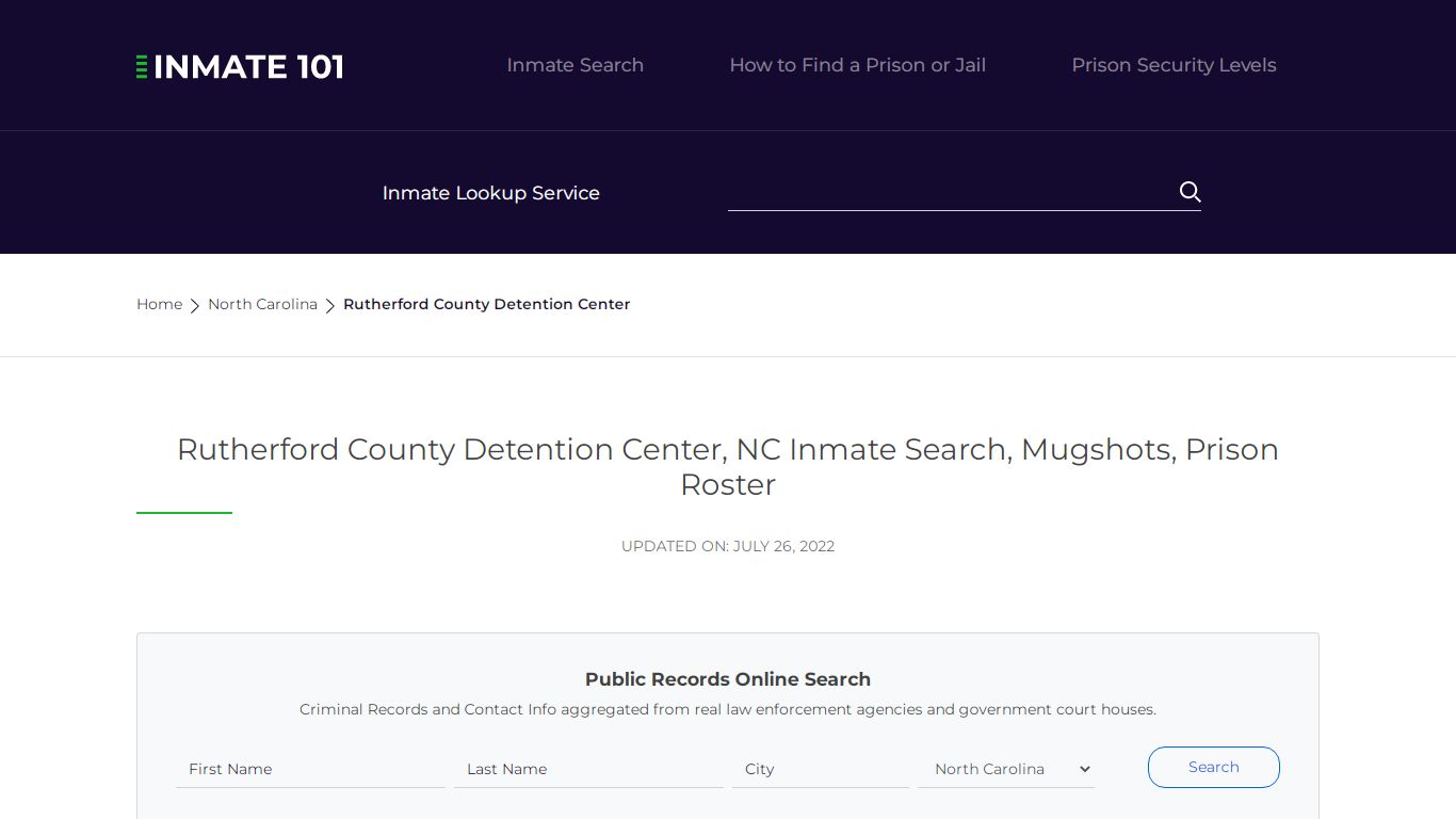 Rutherford County Detention Center, NC Inmate Search ...