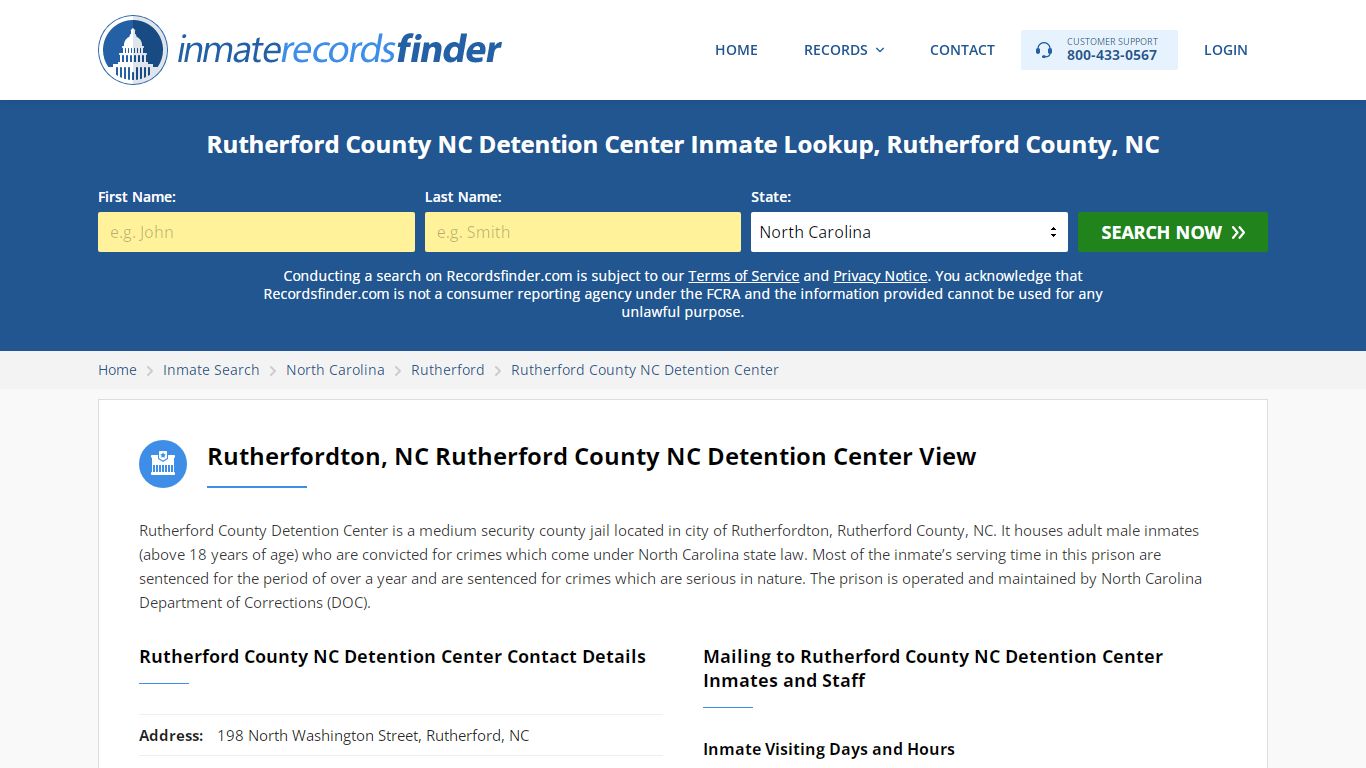 Rutherford County NC Detention Center Roster & Inmate ...
